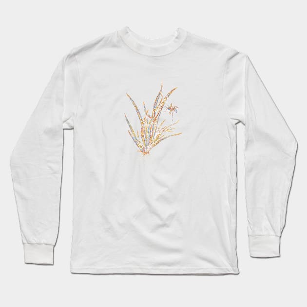 Gold Prism Mosaic Lily Botanical Illustration Long Sleeve T-Shirt by Holy Rock Design